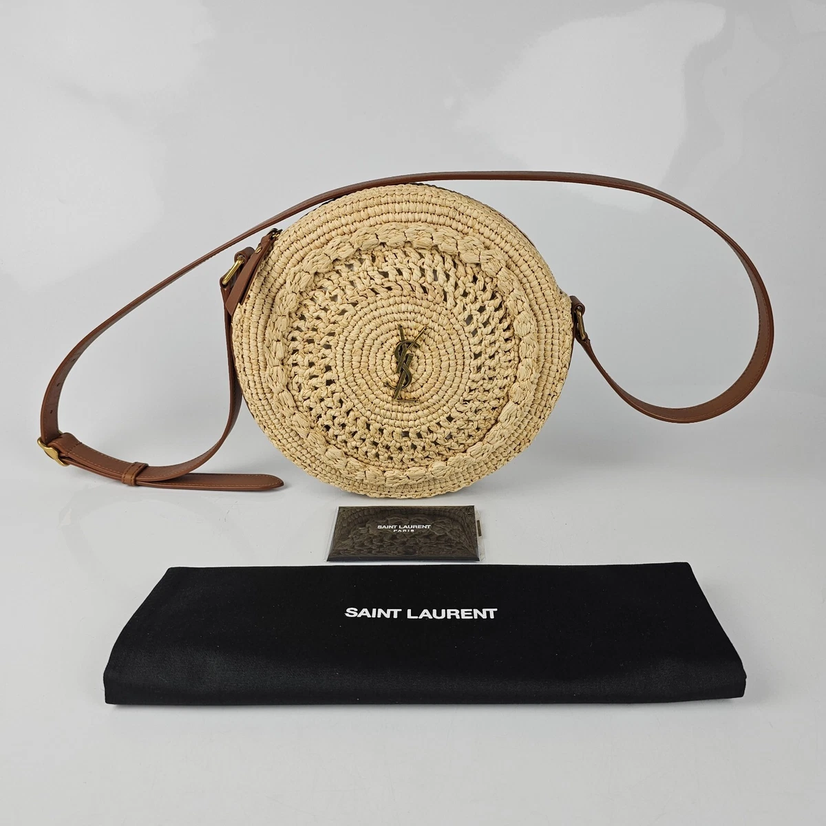 Saint Laurent Sac Round Raffia Naturale Shoulder Bag New eBay