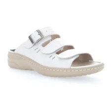 PROPET WSO061 BREEZY WALKER WOMEN'S WHITE LEATHER ADJUSTABLE SLIDE SANDAL 9.5 M