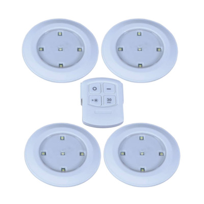  VIER (4)er Pack LED Leuchten batteriebetrieben mit Fernbedienung Timer Dimmer 