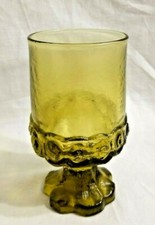 Vintage Tiffin Franciscan Madeira Green Footed Goblet Glass 5 1/2" Tall