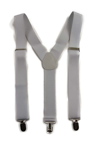 Wide Heavy Duty Adjustable 100cm White Adult Mens Suspenders - Picture 2 of 4