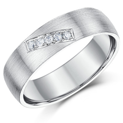 Sterling Silber Ring 925 matt Diamant Hochzeit 6 mm Band