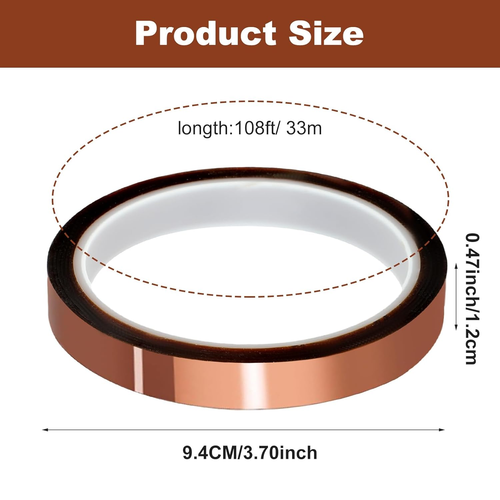 2 Rollen Kapton Tape Hitzebeständiges Klebeband 12mmx33m Wärmeband Sublimation H - Bild 2 von 7