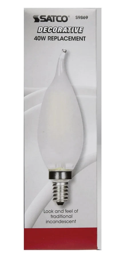 6 Pack Satco S9869 LED 3.5W 40W 120V CA11 Candelabra E12 Frosted 27K Warm White - Image 2 of 4