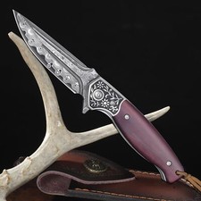 	Taschenmesser Klappmesser Outdoor Messer  Klinge Holzgriff Scheide Jagdmesse...