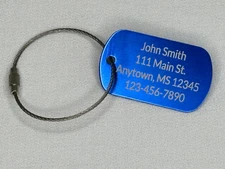 Personalized Laser Engraved Luggage ID Dog Tag With Wire Cable Screw Lock