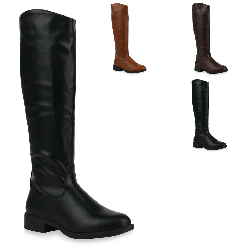 MARKENLOS Damen Stiefel Gefütterte Reiterstiefel Klassische Boots 832071 Trendy Neu