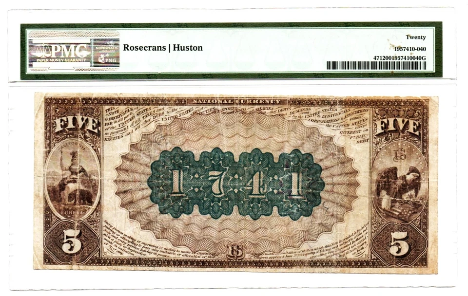 Fr. 471 San Francisco, California 1882 Brown Back Note #1741 PMG Very Fine 20 - Image 2 of 2