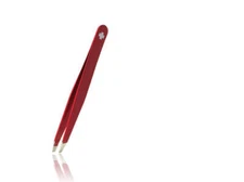 Rubis Switzerland Swiss Tweezers Red with White Swiss Cross Slanted Tip 3-3/4" #