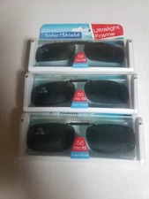 3 Pairs Solar Shield Polarized Clip On Sunglasses 56 rec 15 ultralight Gray Lens