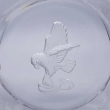 Vintage reverse etched ice glass Cigarette Ashtray Eagle 1970's Man cave