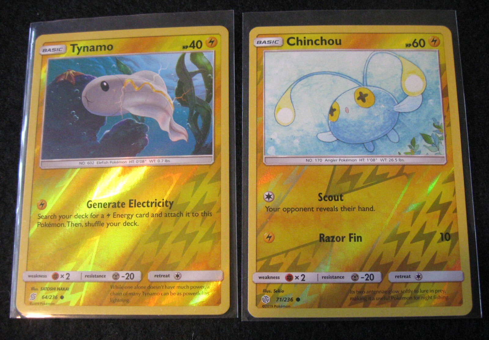 TYNAMO/CHINCHOU 2-CARD LOT 2019 Pokemon Sun & Moon UNIFIED MINDS #64/#71 NM