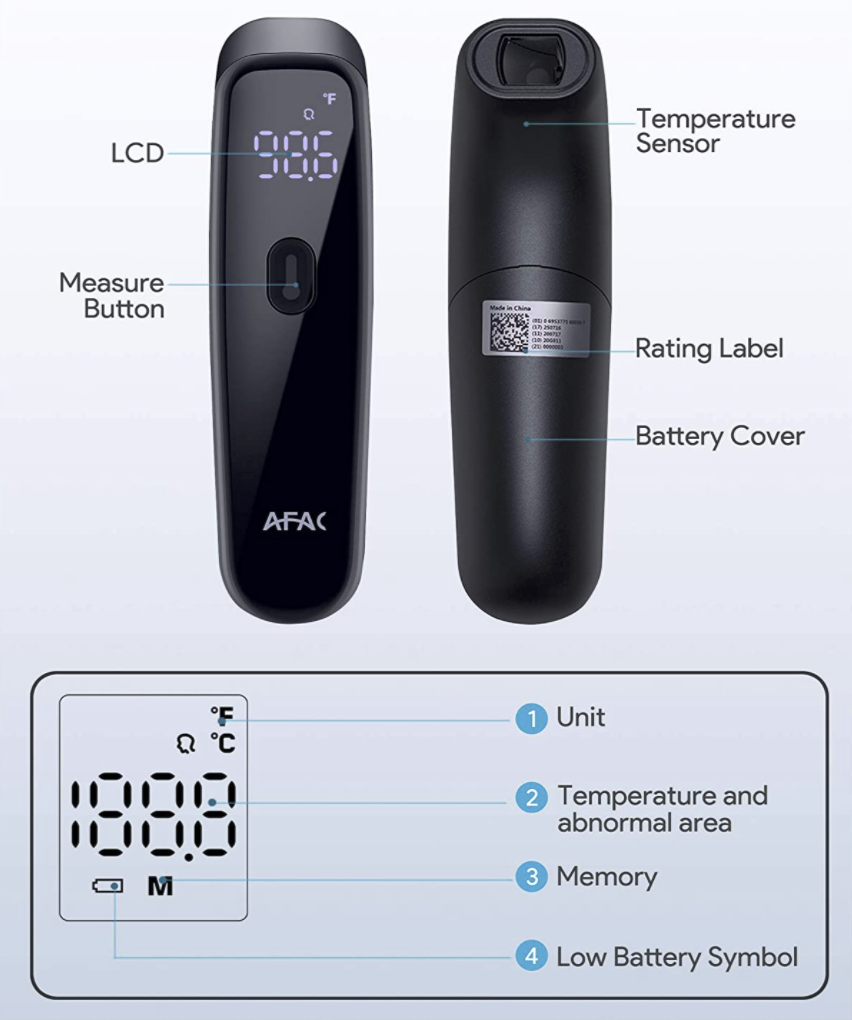 AFAC Thermometer for Adults Forehead, Digital NonContact Infrared