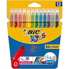 Bic Kids Couleur 12 Ultra Washable Medium Tip Pens Bright Colors