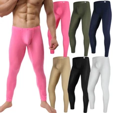 2Pack Men Thermal Long Johns Underwear Trousers  Pouch Sheer Lounge Long Johns
