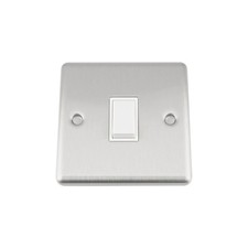 10 Amp Intermediate Single Light  Switch 1 Gang Satin Matt Chrome Classic