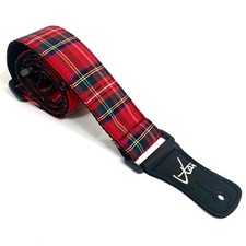 Vtar Vegan UK Made Red Tartan Plaid Royal Stewart Guitar Strap
