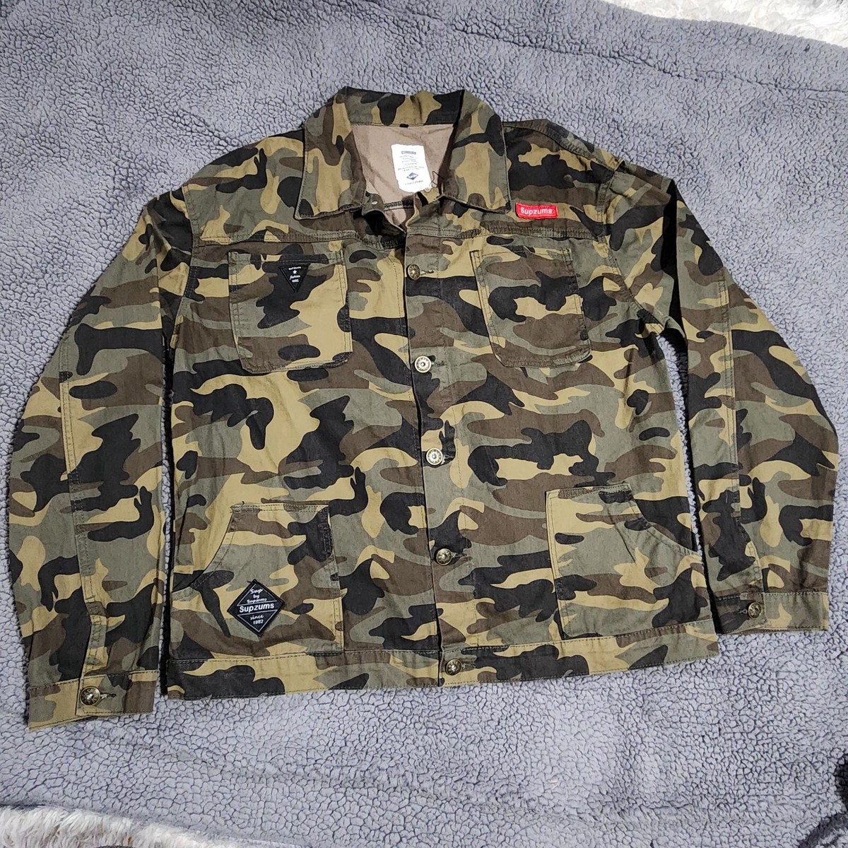 ジャケット・アウター Supreme Jacquard Logos Denim Jacket Camo Supreme Jacquard Logos Denim Trucker Jacket (FW25) - $298