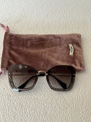 Miu Miu Glittery Gray Sunglasses Miu Miu Grey Glitter SMU10N Cat Eye Sunglasses Miu Miu | TLC US main image 3