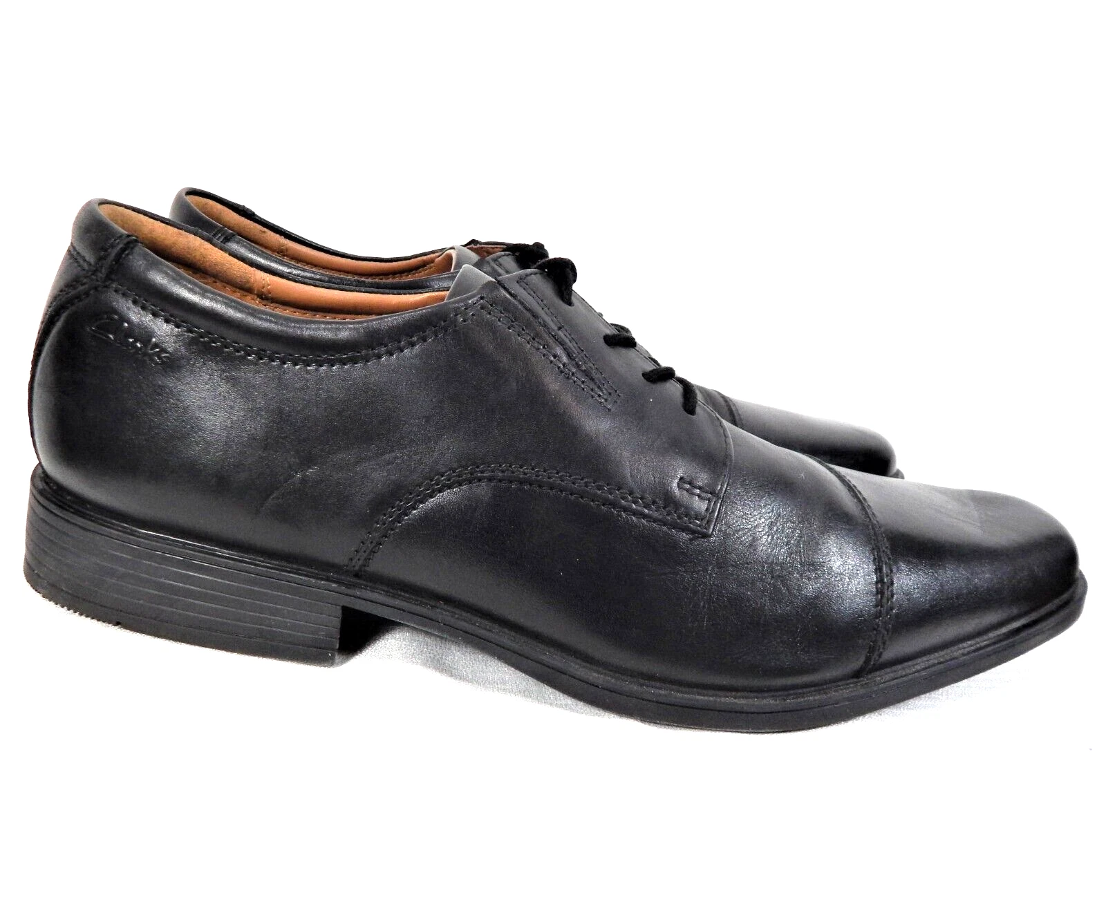 Clarks Collection Scarpe Uomo Taglia 13 M Tilden Cap Toe Oxford Pelle Nera