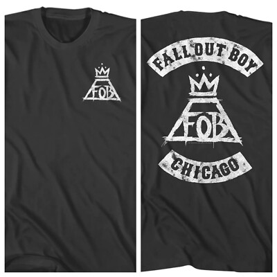 Fall Out Boy Mens T Shirt New 2 Sided Chicago Band Logo Music Smoke Cotton Tee