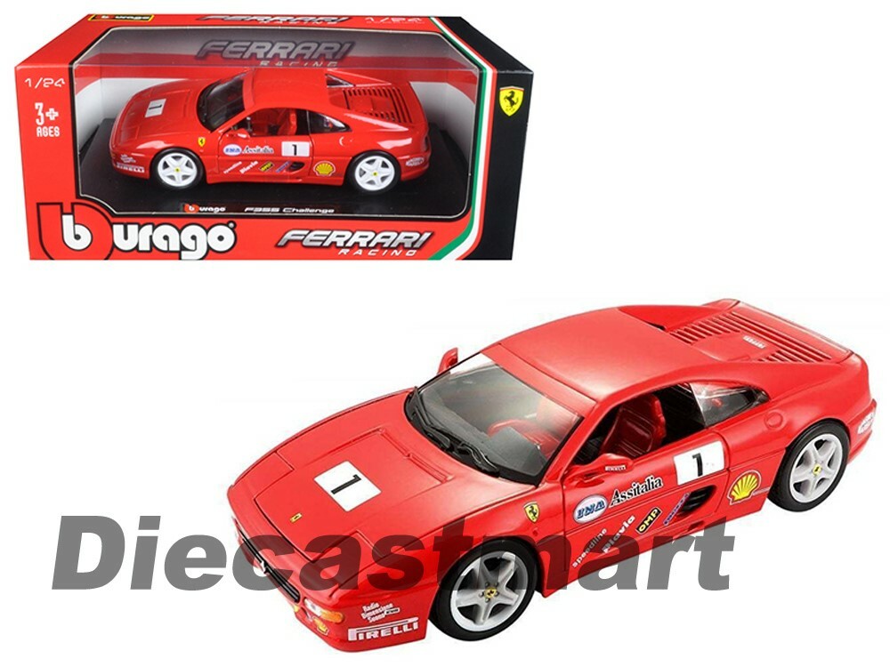 Bburago 1:24 Ferrari F355 Challenge Red #1 Racing Diecast Model Car 18-26306