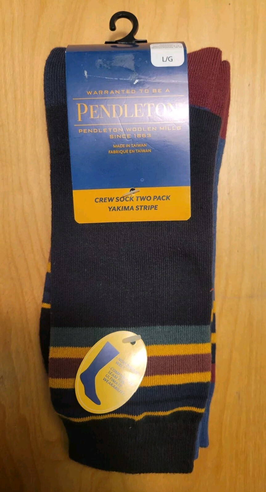 Pendleton Crew Socks 2 Pack Yakima Stripe Sz Large Unisex W 10-13 /M9-12NWT-image