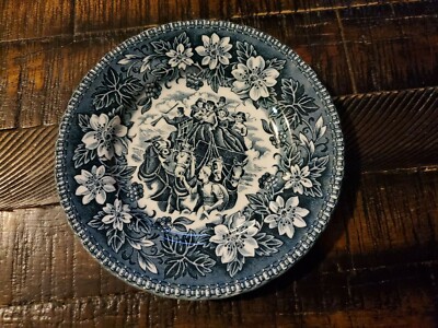 Royal Tudor Ware Coaching Taverns 1828 Staffordshire England Blue Bread Plate 