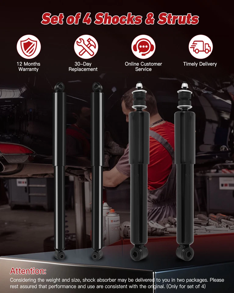 Juego completo de 4 amortiguadores de puntal izquierdo derecho para Ford F-150 1990-1995 1996 Foto 4 de 4