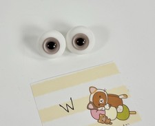 18mm Glass BJD doll eyes - pale pink with brown pupil medium dome Japan made