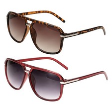 2pcs Sunglasses for Women Men, PC Retro Sunglasses, Amber, Black  Red
