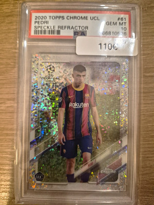Pedri Topps 2020 Topps Chrome UCL Barca #61 Speckle Refractor RC PSA 10