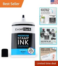 Easy Re-Inking Black Stamp Ink 2 oz Precision Application for Quality Stamping
