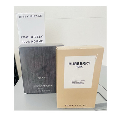Issey Miyake L'Eau d'Issey, Banana Republic Slate, Burberry Hero