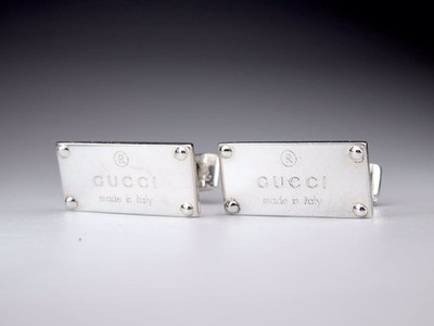 GUCCI 925 ITLY Square Plate Cufflinks