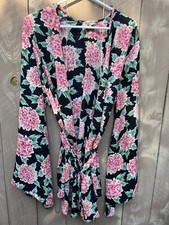 Show Me Your Mumu  Floral Long Sleeve Belted Duster Cover-up Robe - Women's M