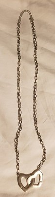 Two Interlocking Hearts 24'' Chrome Color Neck Chain