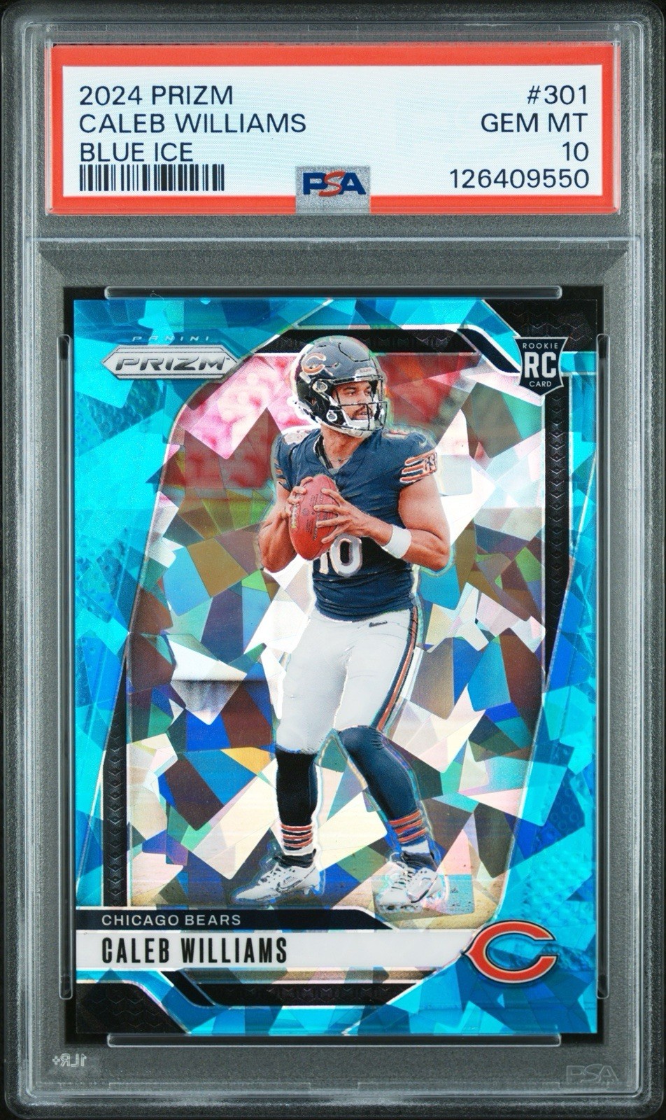 2024 Panini Prizm -  Caleb Williams #301 Blue Ice Prizm /99 PSA 10 POP 3