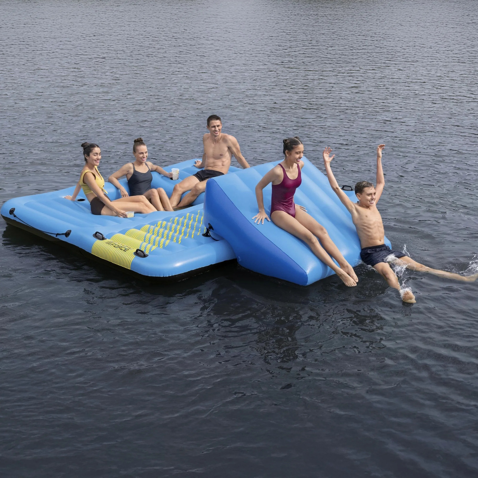Isla de actividad inflable Bestway Hydro Force Summer Slide para 5 personas, azul