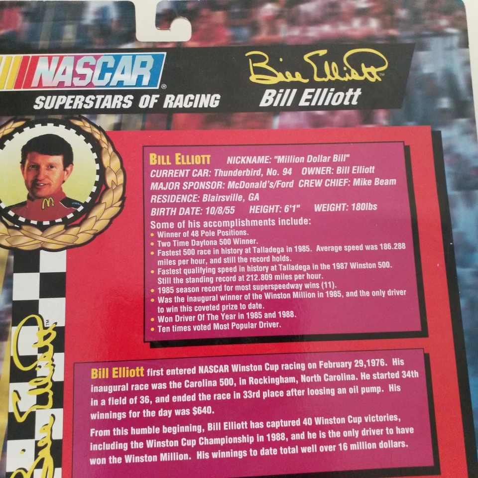 Vtg Toy Biz Bill Elliott Figure McDonalds Fleer card special edition 1997 - Image 4 of 4