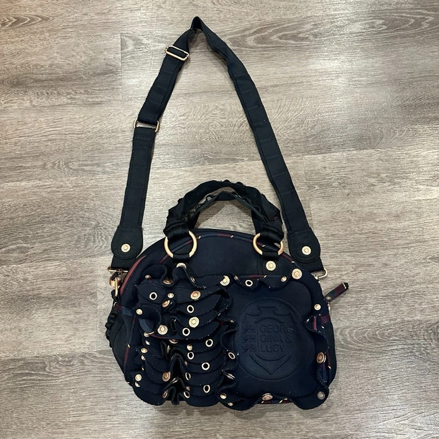 Bolso Cartera Pequeño George Gina & Lucy (GG&L) Negro Volantes Y2K Botón Cremallera Foto 2 de 4