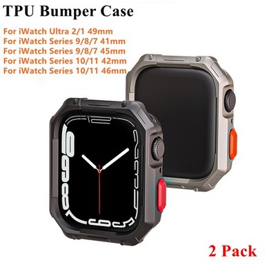 2-Pack Shockproof TPU Protective Case For iWatch 40/41/42/44/45/46/49mm Ultra2/1