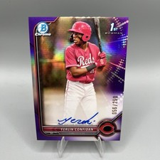 Yerlin Confidan 1st Bowman Chrome Purple Auto /250 Reds Prospect