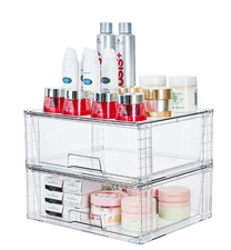 Sindcom 2 Pack Large Clear Stackable Storage Drawers, Acrylic Organizer