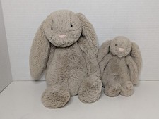 Jellycat Bunny Rabbit Woodland Bashful Soft Brown Grey Plush Lot Of 2 Med/Small