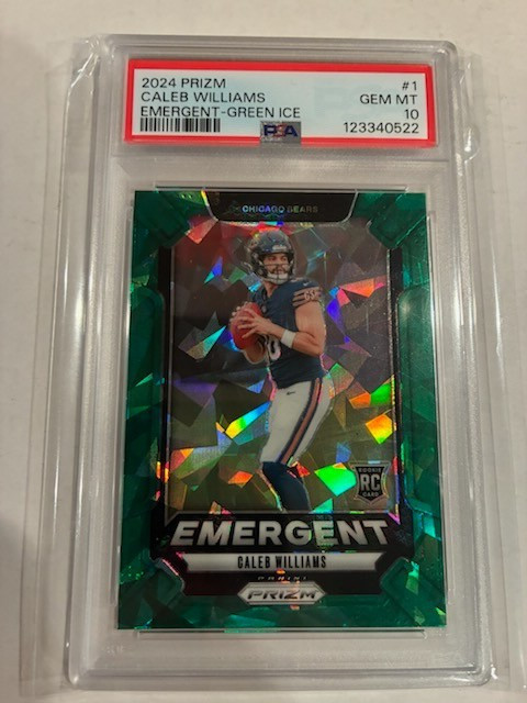 Caleb Williams Chicago Bears 2024 Prizm Emergent Green Ice PSA 10