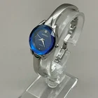 Armitron Watch Silver Tone Blue Faceted Crystal Diamond Accent NEW BATTERY