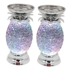  9.5" Pineapple LED Color Changing Shine Lamp,Swirling Water Waves Silver 2 PCS