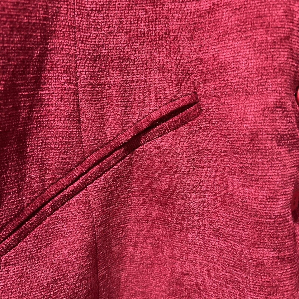 Chaqueta Blazer Limitada Mediana Terciopelo Aplastado Rojo Abotonada Para Mujer Forrada Ajustada Foto 2 de 4