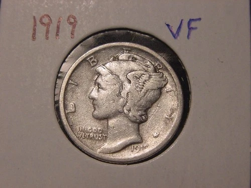 1919 MERCURY DIME VF POPULAR DATE SHIPS FREE